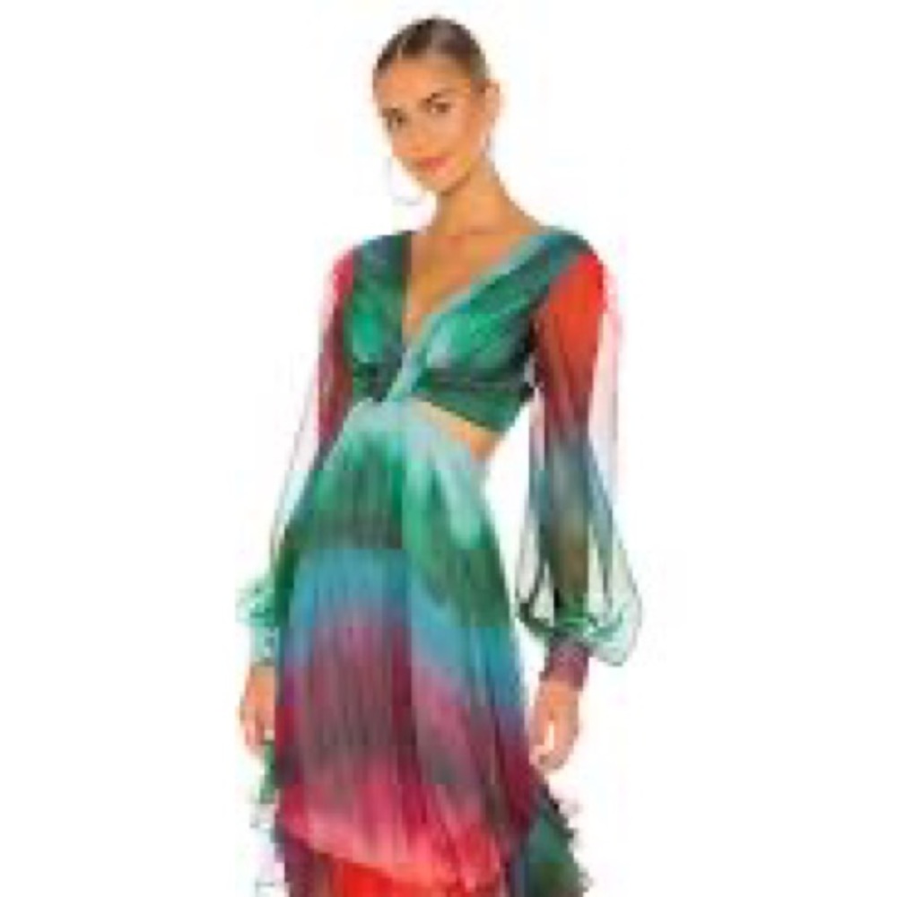 Brand NWT PatBo sunset cutout maxi dress size 2 / 34 blue red orange pink green